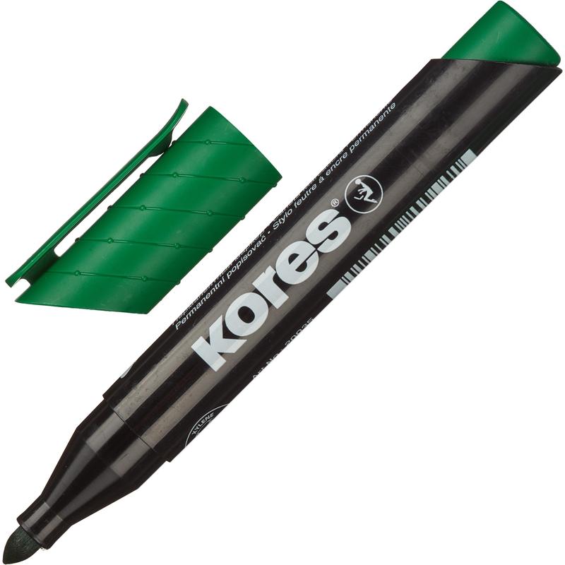 Маркер перманентный Kores 20935 зеленый (толщина линии 1.5-3 мм), 204451