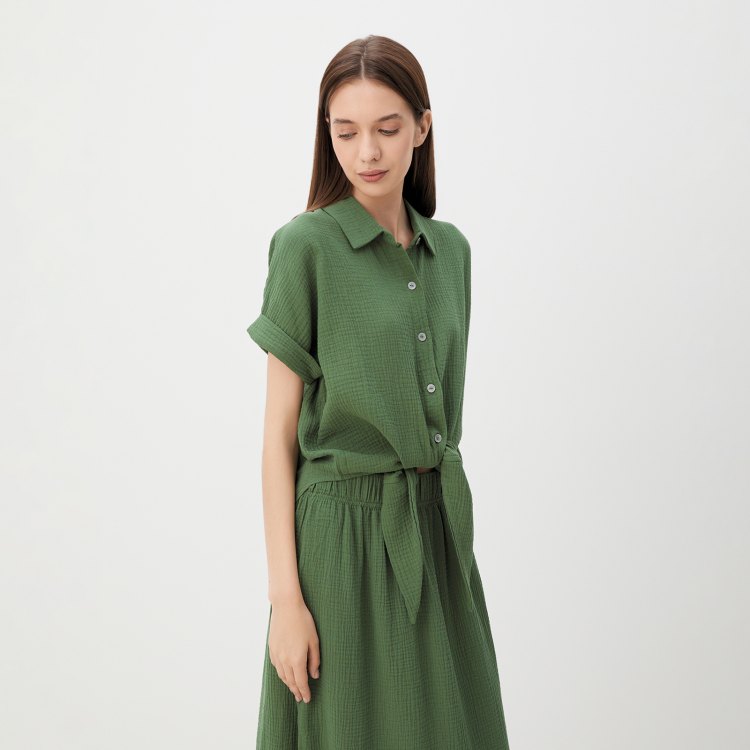 

Рубашка женская Maison David BLN921 зеленая S, Зеленый, BLN921