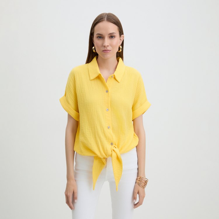 

Рубашка женская Maison David BLN921 желтая M, Желтый, BLN921