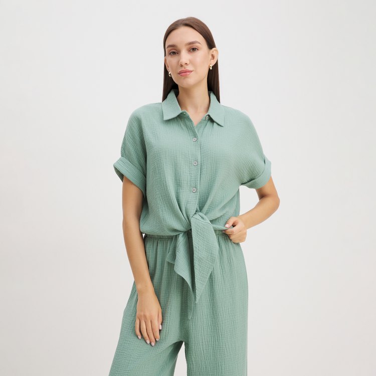 

Рубашка женская Maison David BLN921 зеленая M, Зеленый, BLN921