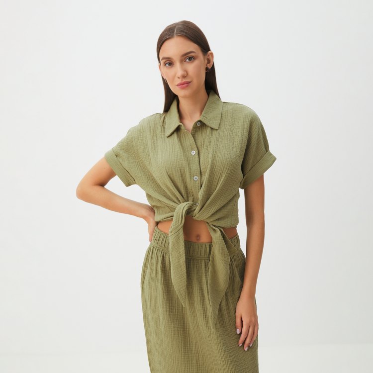 

Рубашка женская Maison David BLN921 хаки M, BLN921