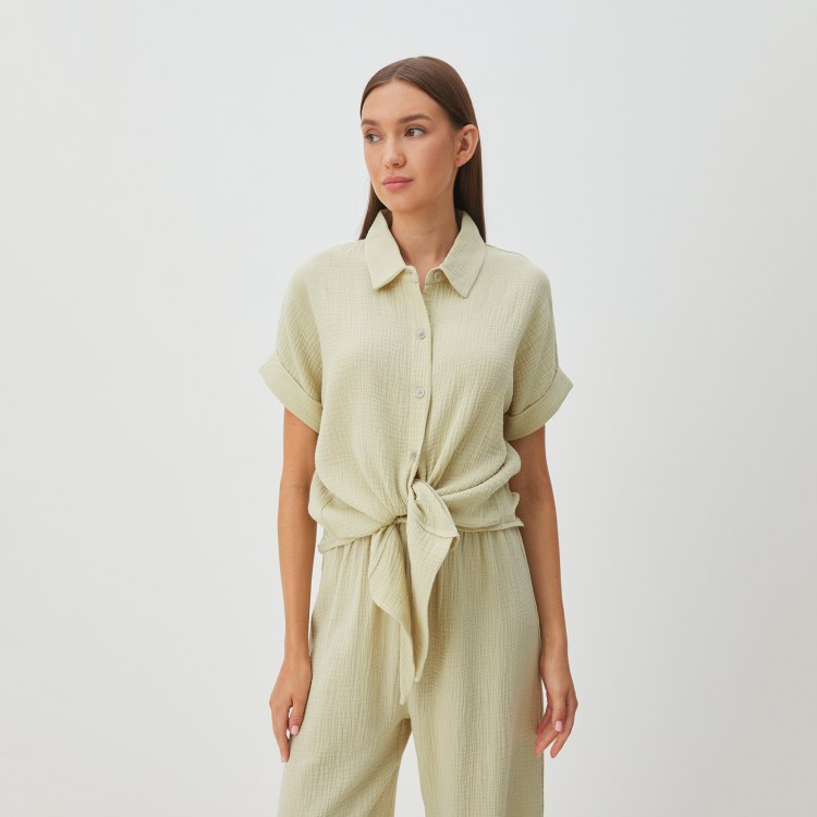 

Рубашка женская Maison David BLN921 зеленая S, Зеленый, BLN921