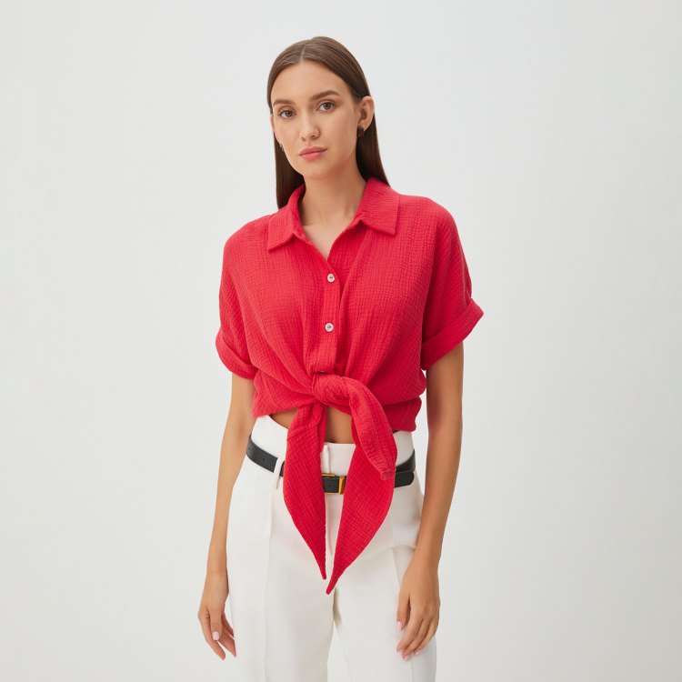 

Рубашка женская Maison David BLN921 красная S, Красный, BLN921