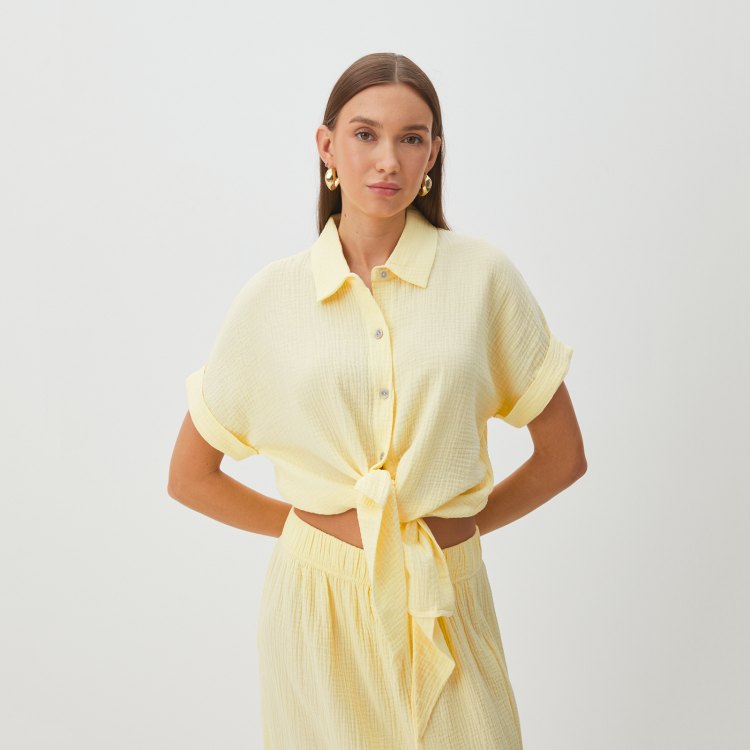 

Рубашка женская Maison David BLN921 желтая M, Желтый, BLN921