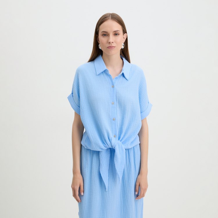 

Рубашка женская Maison David BLN921 голубая S, Голубой, BLN921