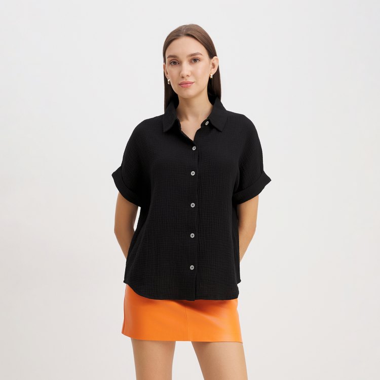 

Рубашка женская Maison David BLN921-1 черная S, Черный, BLN921-1