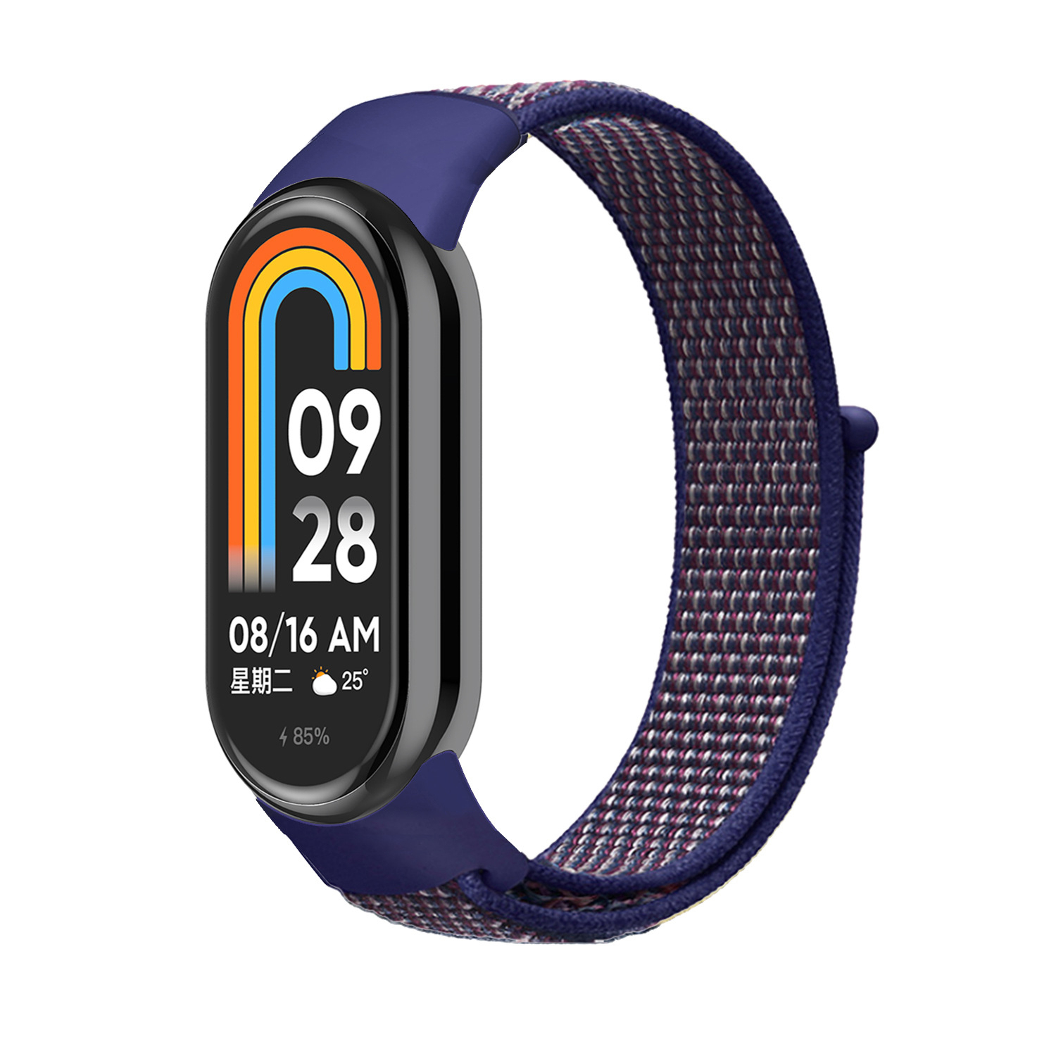 

Ремешок с нейлоновой петлей на липучке для Xiaomi Mi Band 8, разноцветный индиго, Mi Band 8
