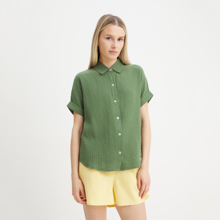 

Рубашка женская Maison David BLN921-1 зеленая M, Зеленый, BLN921-1