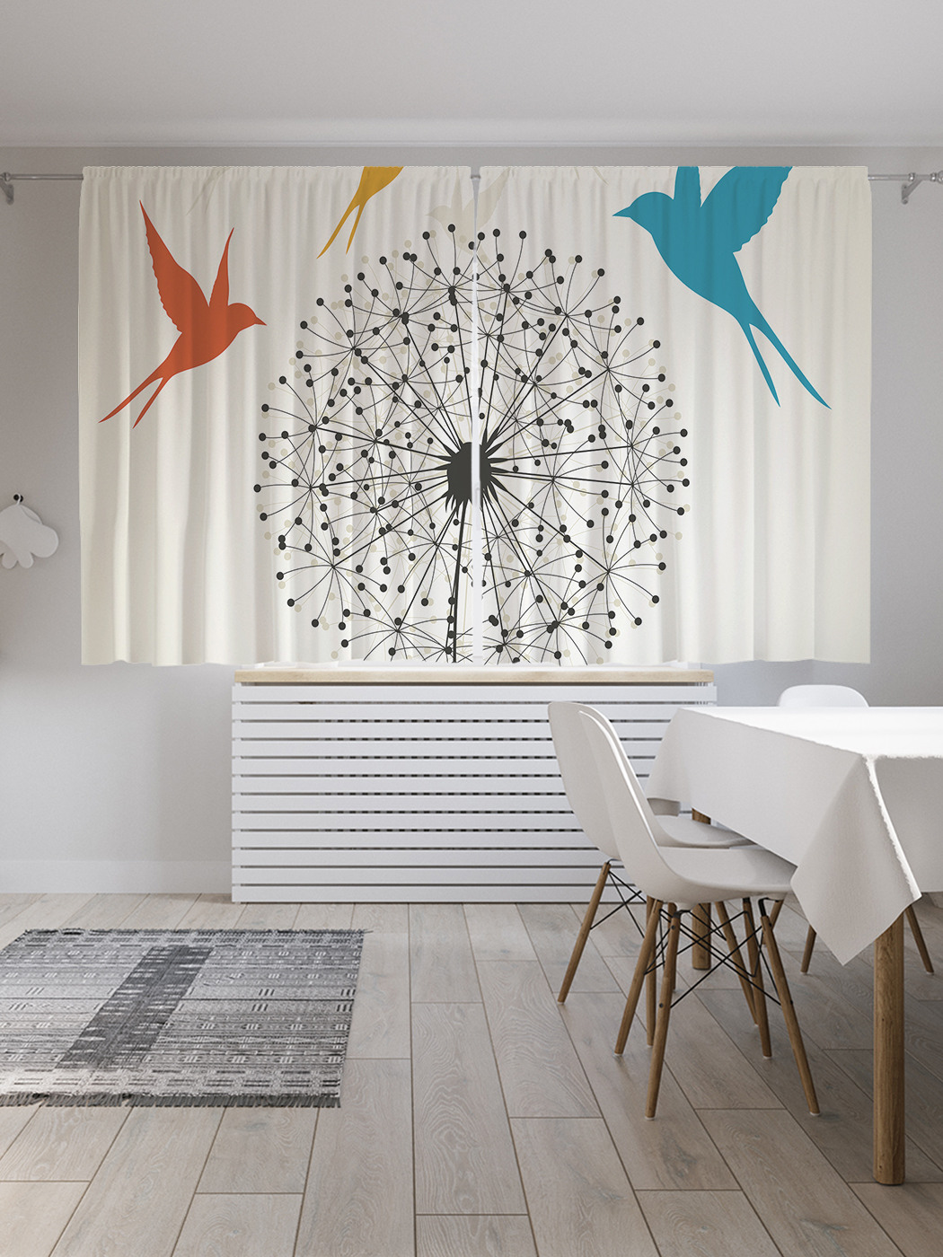 

Шторы JoyArty с фотопечатью "Ласточки над одуванчиком" из сатена, 290х180 см, Ласточки над одуванчиком