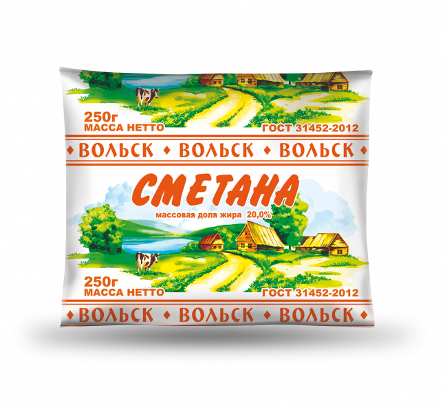 

Сметана Вольск 20% бзмж 250 г