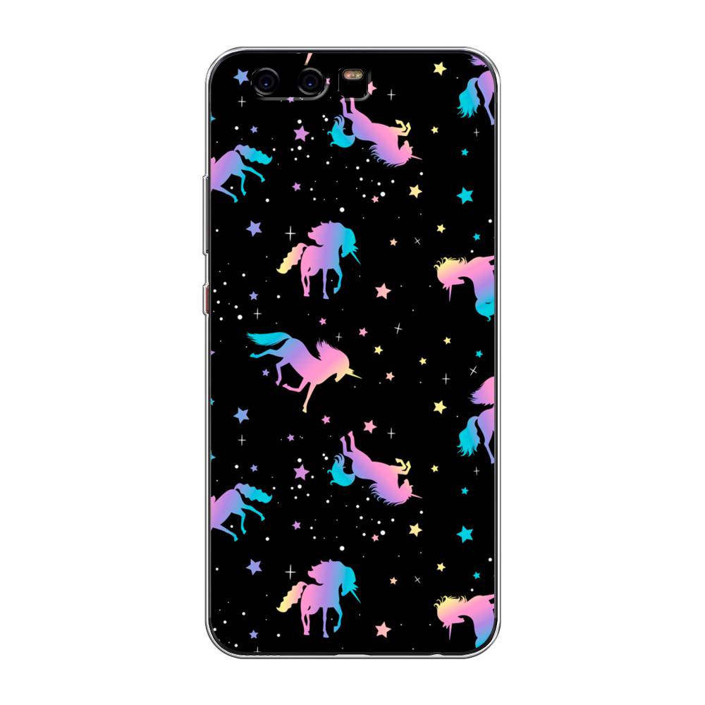 

Чехол для Huawei P10 "Единороги градиент", Черный;розовый;голубой, 62250-1