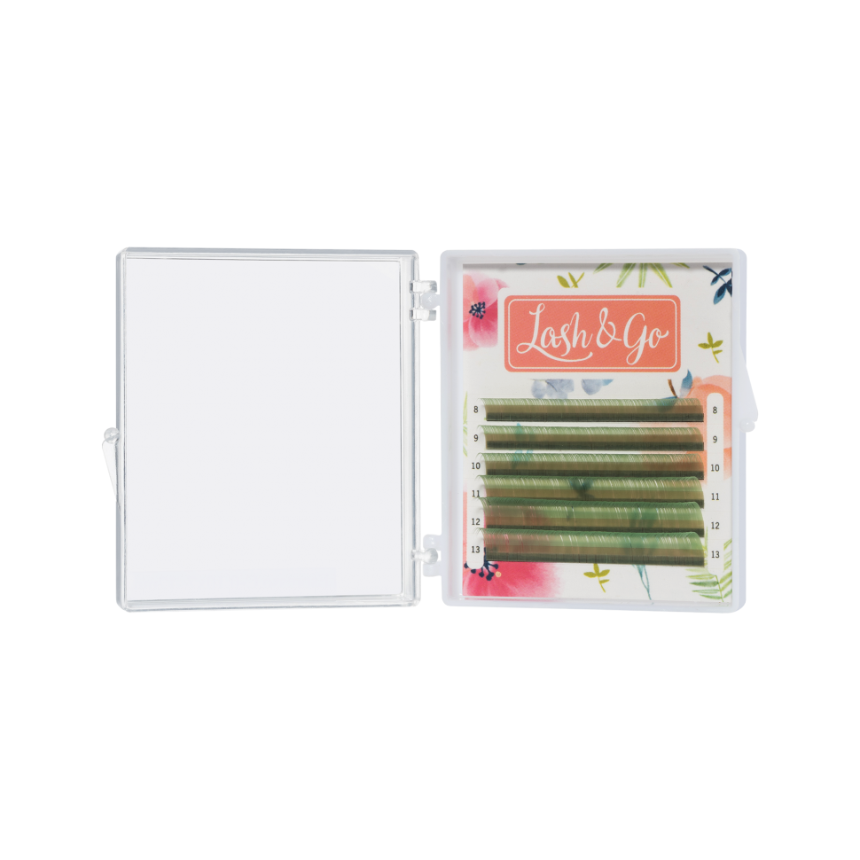 

Цветные ресницы Lash&Go микс светло-зеленые 6 линий C 0.1 7-12, Светло-зеленый