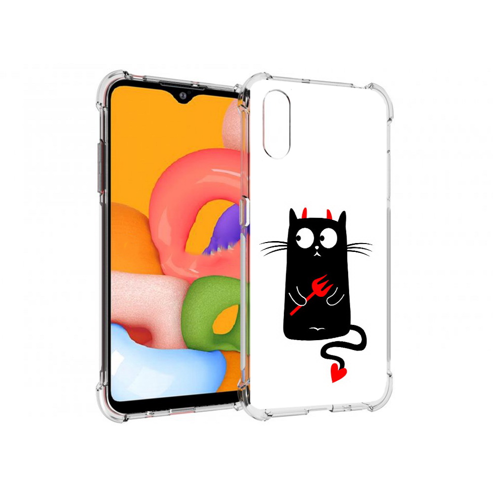 

Чехол MyPads Tocco для Samsung Galaxy A01 Кот демон (PT144711.509.97), Прозрачный, Tocco