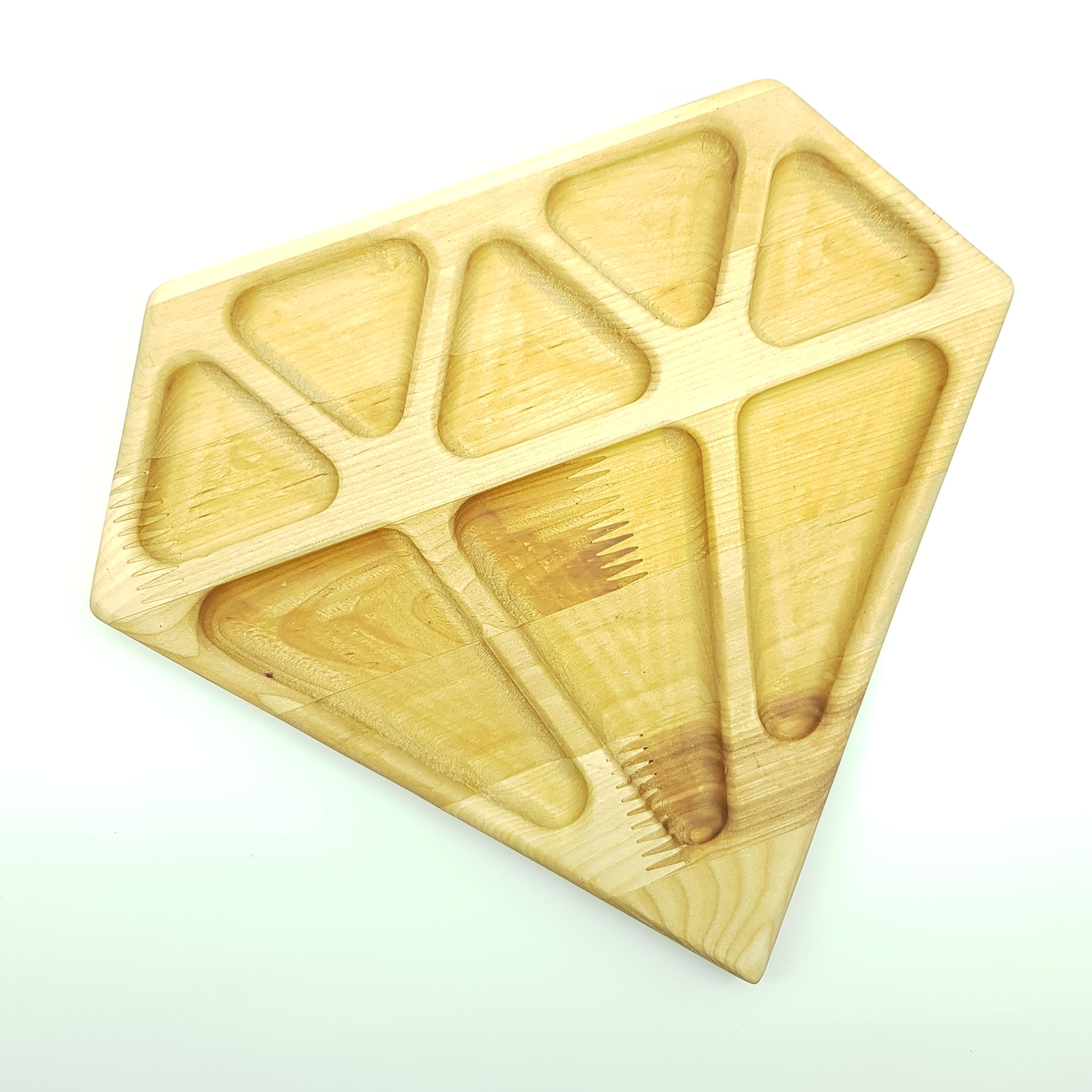 фото Менажница деревянная секционная, бриллиант, 8 секций, 28х24 см baziator