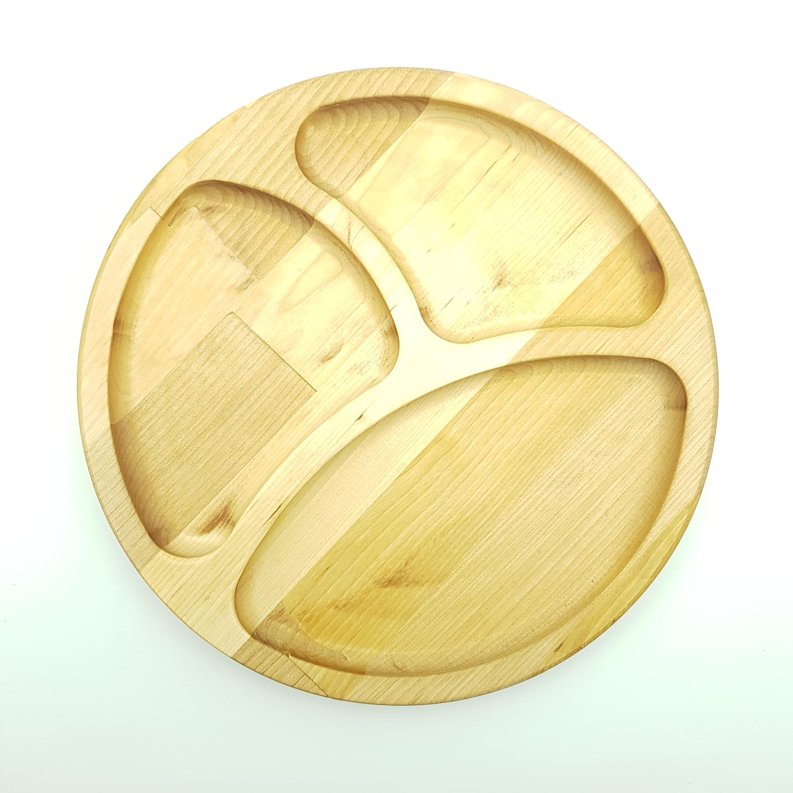 фото Менажница деревянная секционная, круглая, 3 секции, 23 см baziator
