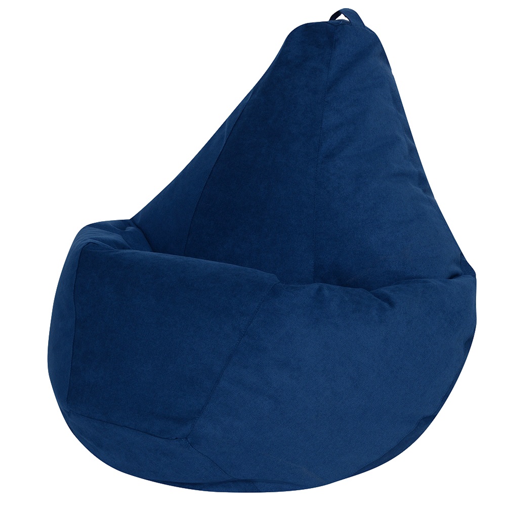 фото Кресло мешок груша синий велюр l, классический dreambag
