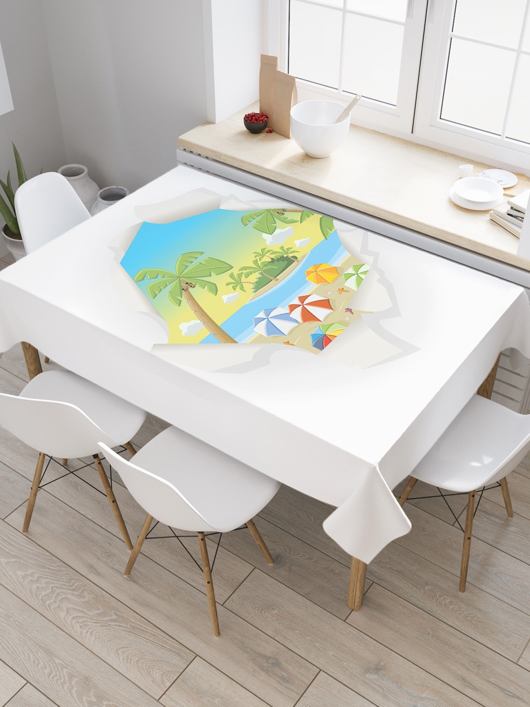 

Скатерть прямоугольная JoyArty "Подсмотренный пляж" из оксфорда, 120x145 см, Белый, Подсмотренный пляж