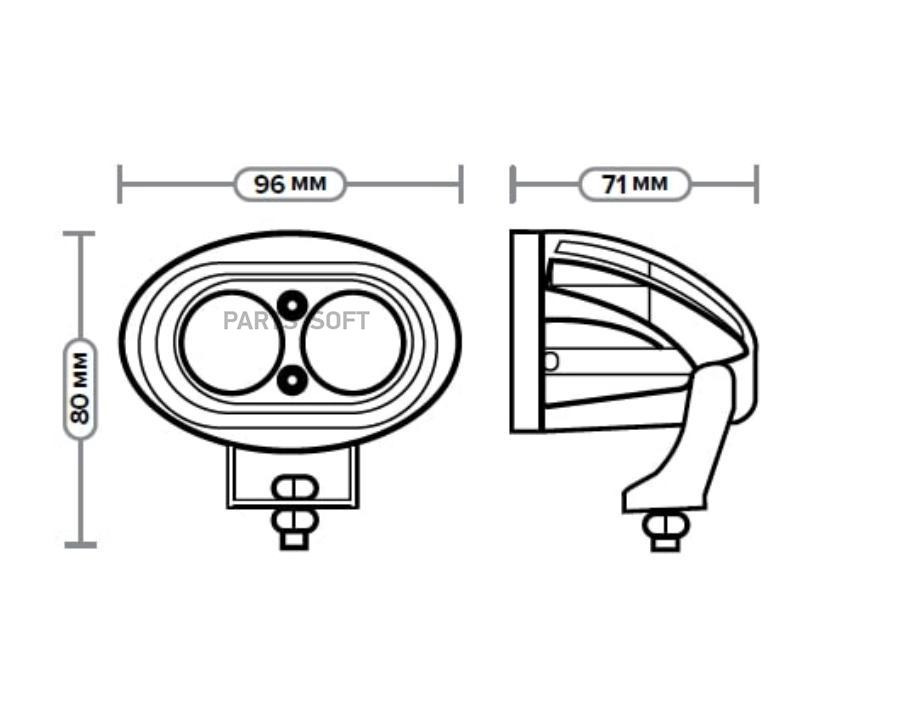 Фара Дополнительная Led <<Автоэлектрика Ae20Ov-2Led-Hc>> Направленного Света,12/24V,20W,2С