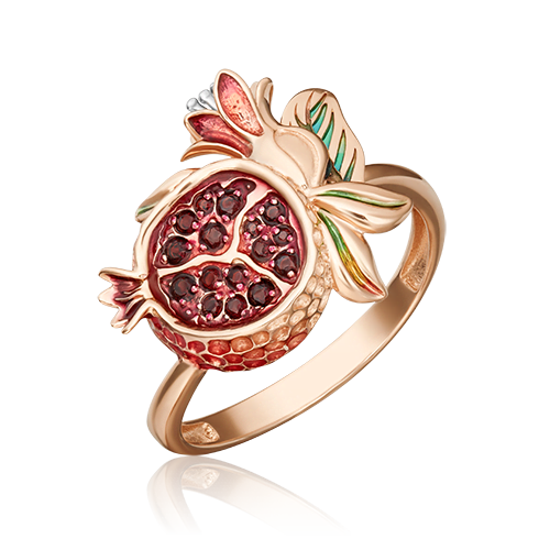 

Кольцо из золота р.  PLATINA jewelry 01-5465-00-204-1110-57, гранат\эмаль, 01-5465-00-204-1110-57