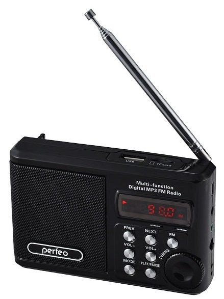 Радиоприемник Perfeo Sound Ranger черный FM/MP питание USB или акб BL-5C