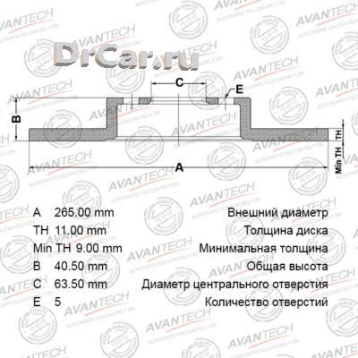 

AVANTECH Диск тормозной AVANTECH, BR2007S