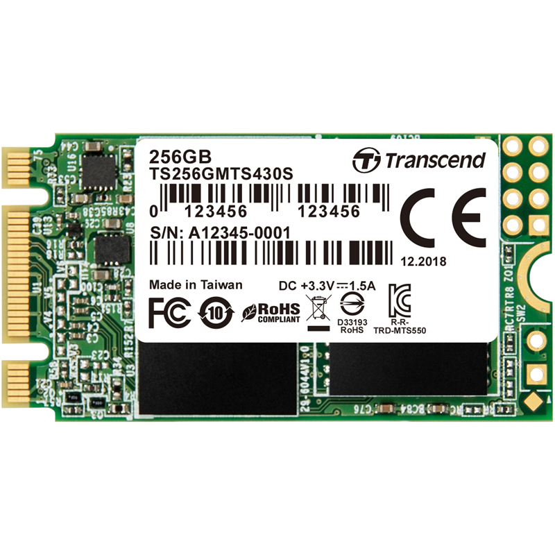 

SSD накопитель Transcend MTS430 M.2 2280 256 ГБ (TS256GMTS430S), MTS430
