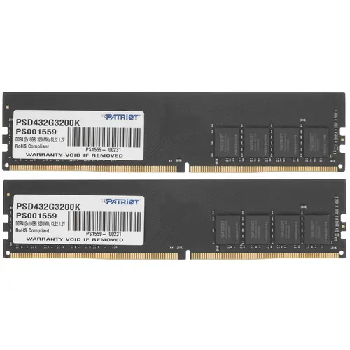 

Оперативная память Patriot Signature 32Gb DDR4 3200MHz (PSD432G3200K) (2x16Gb KIT), 32Gb (2x16 Гб) DDR4 SL PSD432G3200K