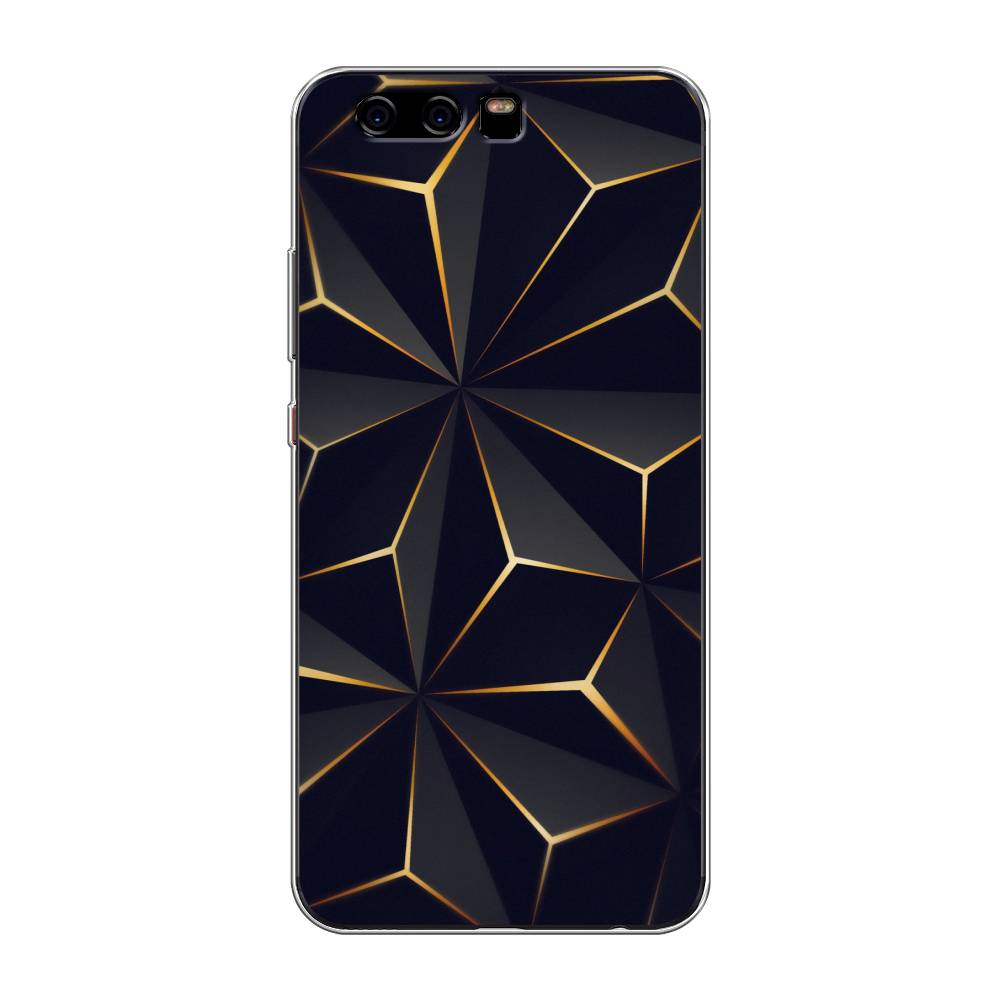 

Чехол для Huawei P10 "Черные полигоны", Золотистый;черный, 62250-3