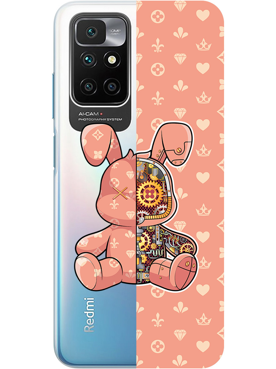 

Силиконовый чехол на Xiaomi Redmi 10 с принтом "Персиковый Кролик с механизмом", Прозрачный;бежевый;оранжевый, 731907171