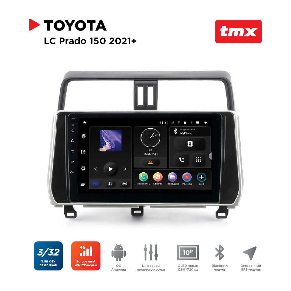 

ШГУ Toyota LC Prado 150 21+ (MAXIMUM Incar TMX-2215-3) Android 10/1280*720, BT, wi-fi, 4G, TMX-2215-3