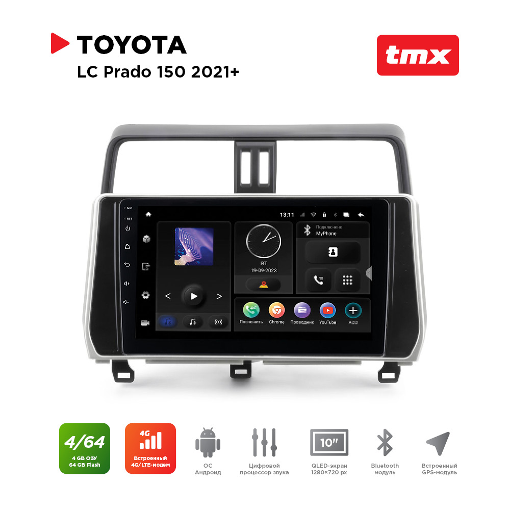 

ШГУ Toyota LC Prado 150 21+ (MAXIMUM Incar TMX-2215-4) Android 10/1280*720, BT, wi-fi, 4G, TMX-2215-4