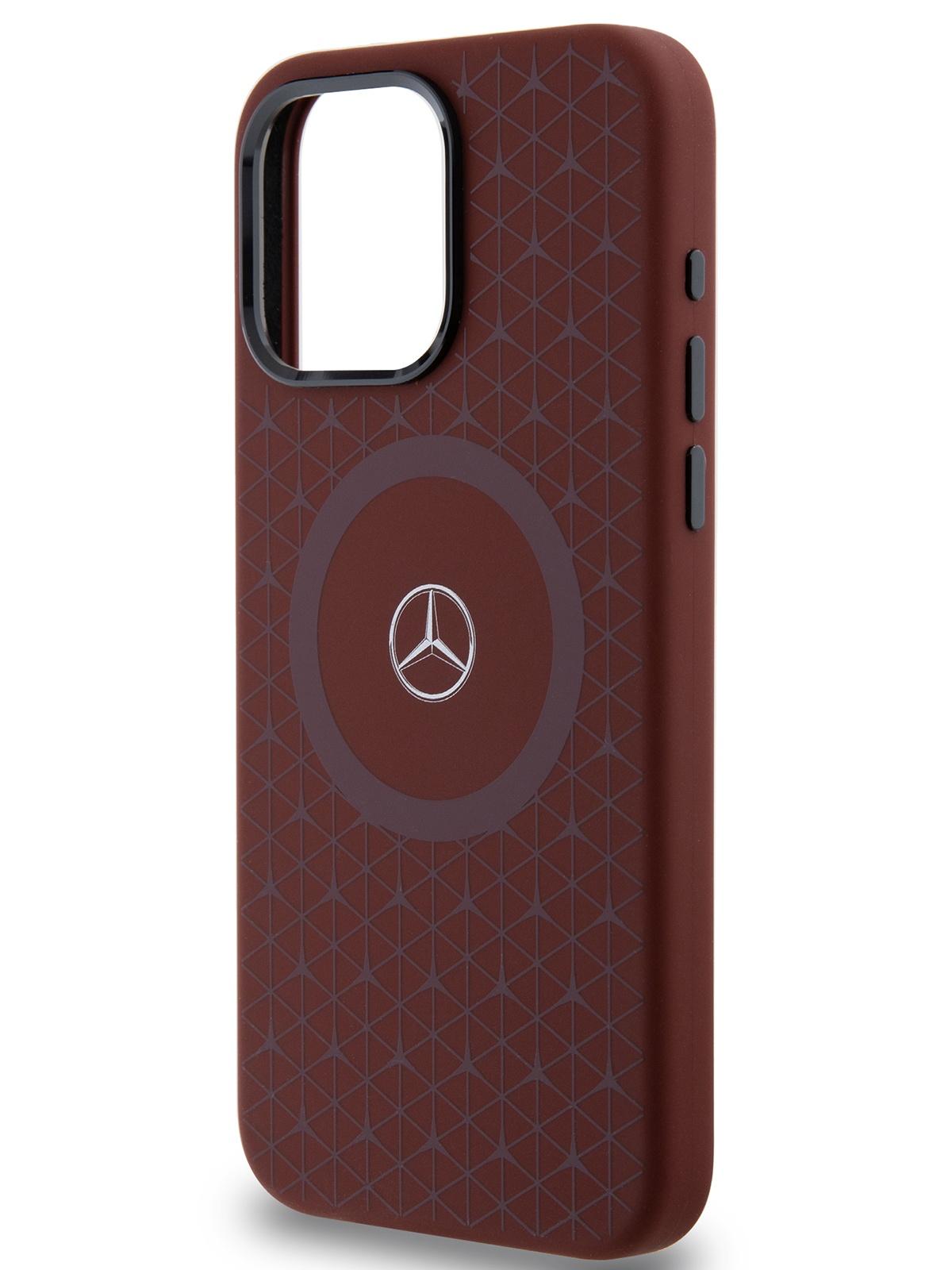 

Чехол Mercedes для iPhone 15 Pro Max с эффектом Soft touch и MagSafe Hard Red, Красный