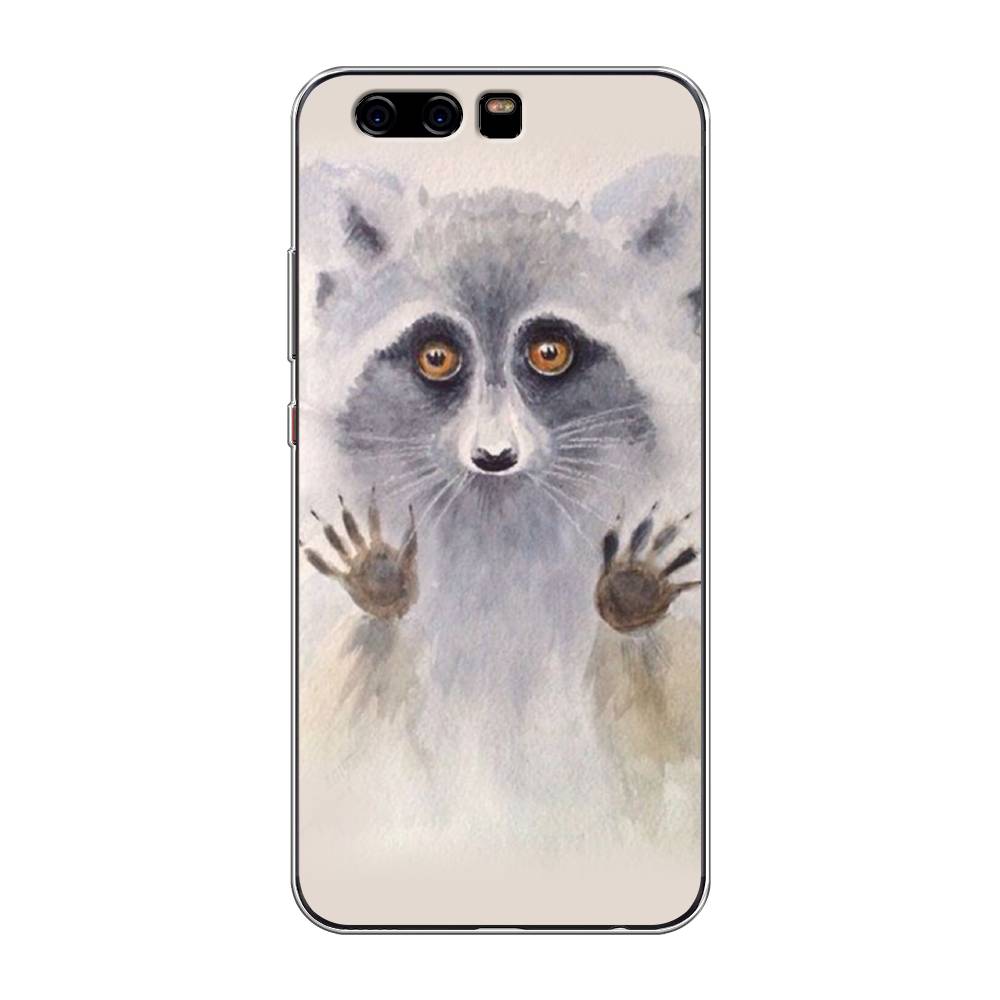 

Чехол для Huawei P10 "Енот за стеклом", Бежевый;серый, 62250-4