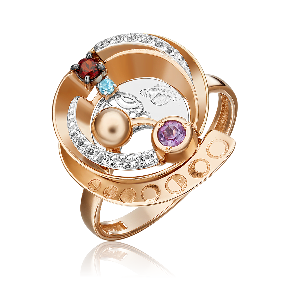 

Кольцо из золота р., PLATINA jewelry 01-5479-00-712-1111-76, топаз/аметист/гранат, 01-5479-00-712-1111-76