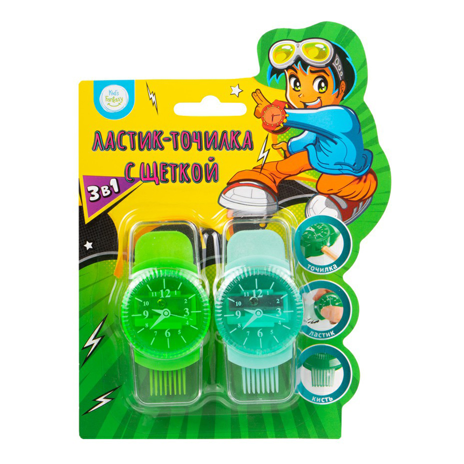 

Ластик-точилка с щеткой Kid's Fantasy 3 в 1 в ассортименте