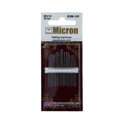 фото Иглы для рукоделия micron ручные, в блистере, 20 шт, №5/10