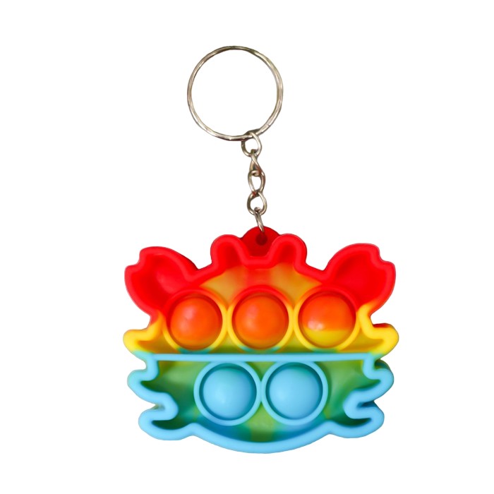 

Брелок резина антистресс (бесконечная пупырка) Крабик разноцветный МИКС 5х6х1,3 см (12 шт)