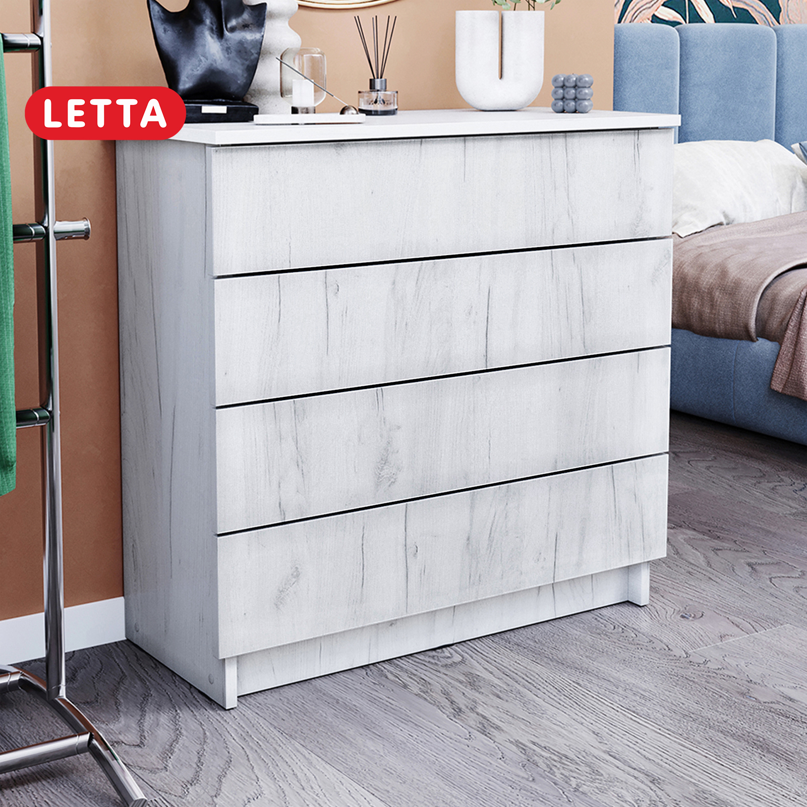 

Комод LETTA Ультра 4 ящика, Белое тиснение, Ultra