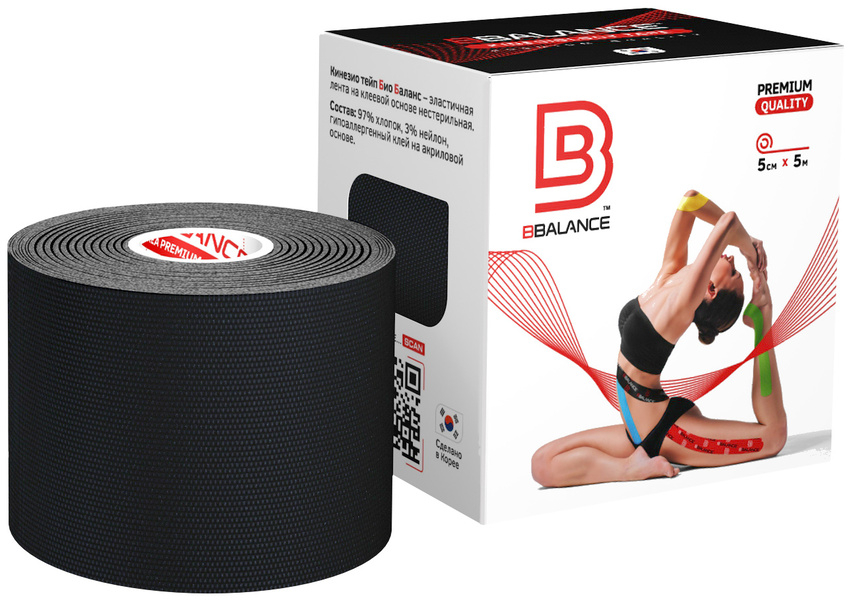 

Кинезиотейп Bbalance BBTape черный 5378-9099, BBTape