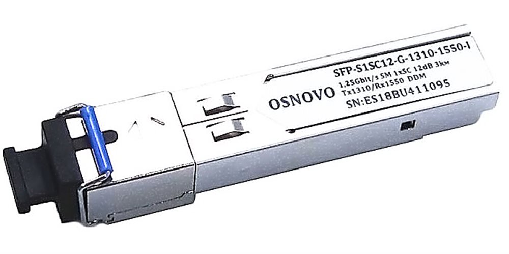 Оптический SFP-модуль Osnovo SFP-S1SC12-G-1310-1550-I оптический sfp модуль osnovo sfp s1sc12 g 1310 1550 i