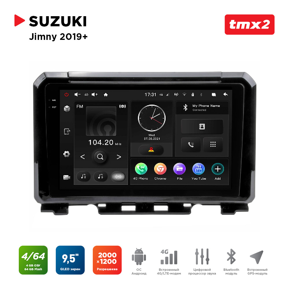 ШГУ Suzuki Jimny 19+ (MAXIMUM Incar TMX2-1701-4) Android 10/2000*1200, BT, wi-fi, 4G LTE,