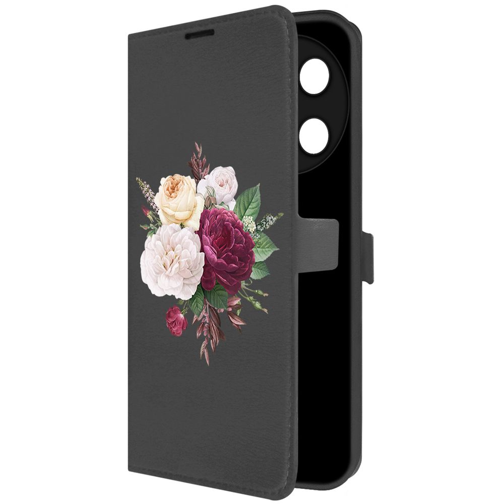 

Чехол-книжка Krutoff Eco Book для TECNO Camon 30 Pro 5G Цветочная композиция (черный)