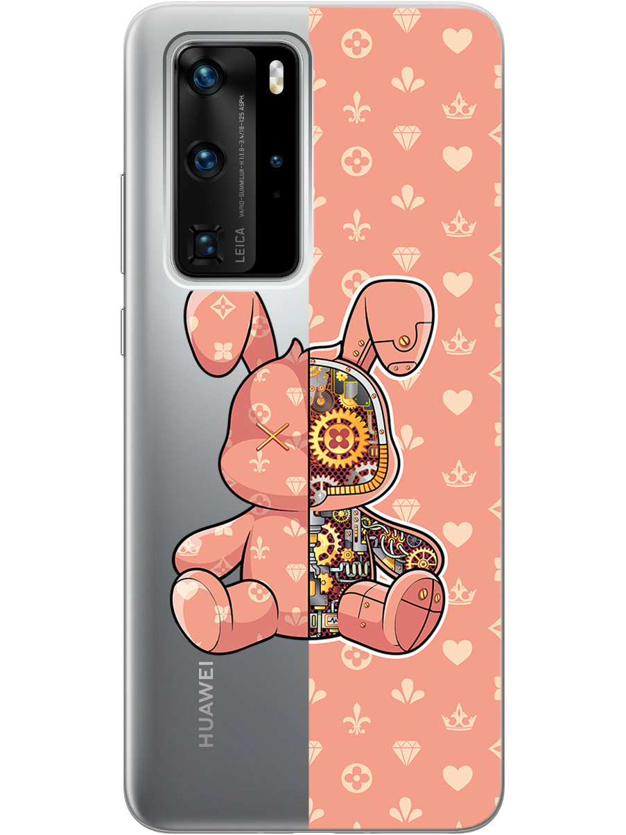 

Силиконовый чехол на Huawei P40 Pro с принтом "Персиковый Кролик с механизмом", Прозрачный;бежевый;оранжевый, 722839271