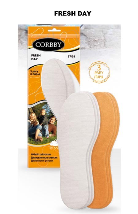 Гигиениеческие парфюмированные тонкие стельки для обуви Corbby FRESH DAY 35/36