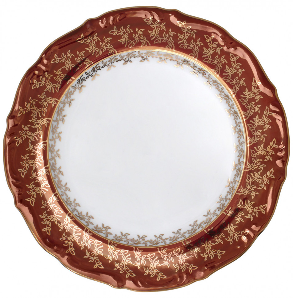 

Блюдо 32 см круглое Bavarian Porcelain Мария-Тереза Красная Золотые листики 295014, Красный, Мария-Тереза