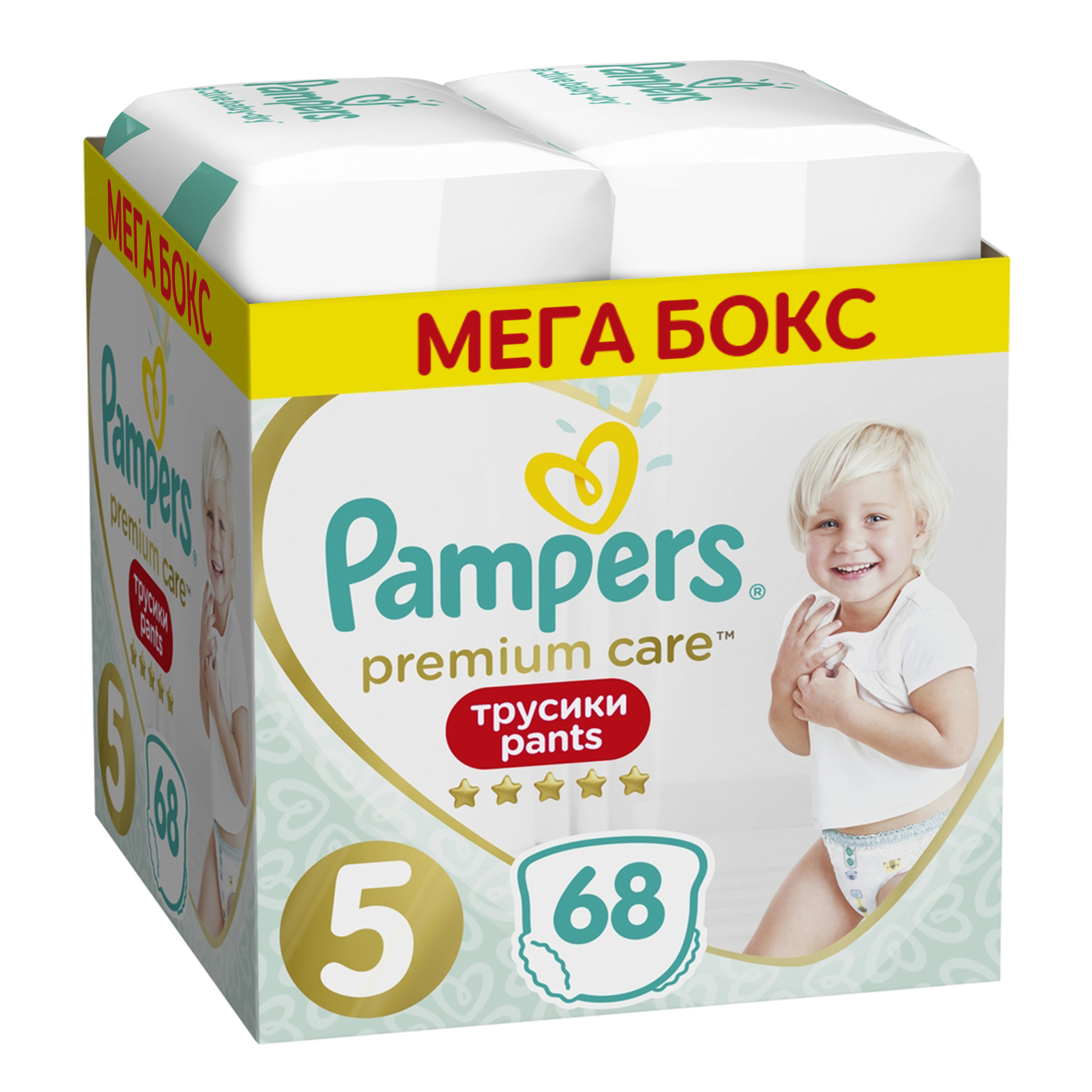 Подгузники-трусики Pampers Premium Care 5 (12-17 кг), 68 шт. трусики pampers premium care унисекс р 3 6 11 кг 28 шт
