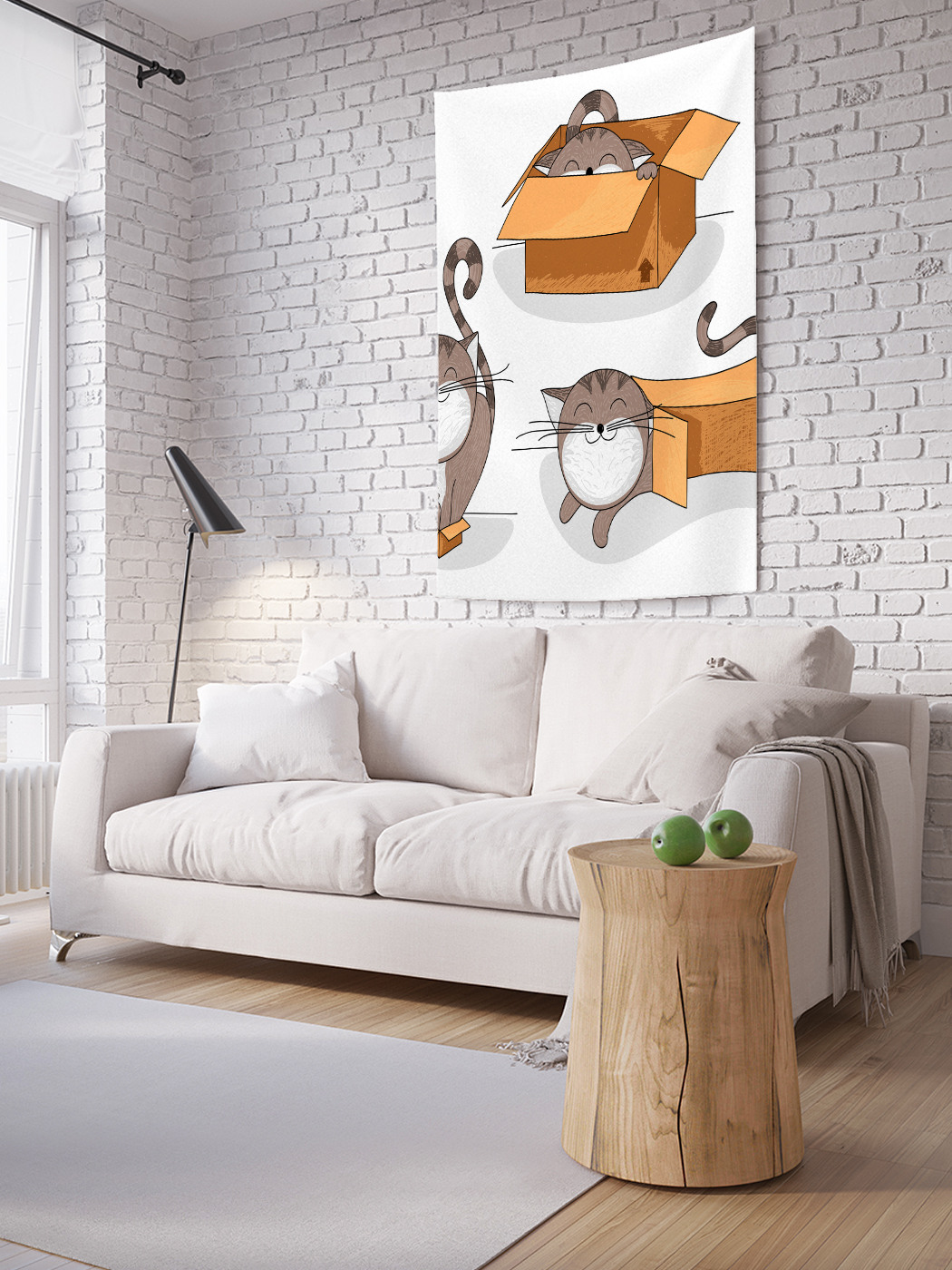

Вертикальное фотопанно на стену JoyArty Коты и коробки 100x150 см, Коты и коробки