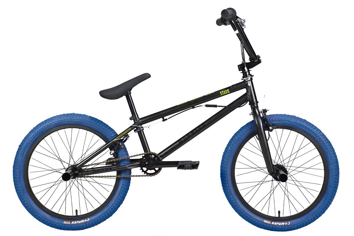 Велосипед Stark Madness BMX 3 (2024) антрацитовый/антрацитовый глянцевый, синий 9