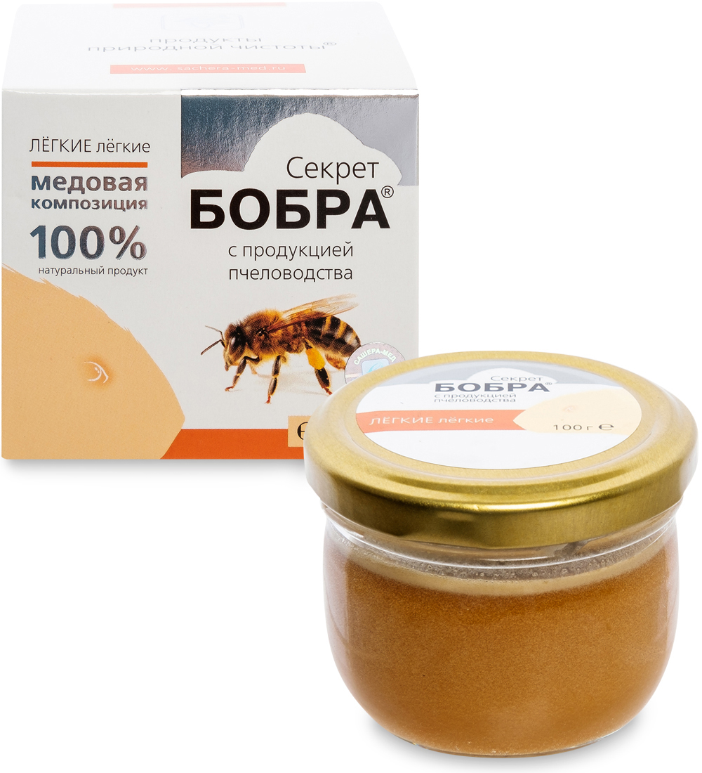 Медовая композиция Секрет бобра с продукцией пчеловодства 100 г