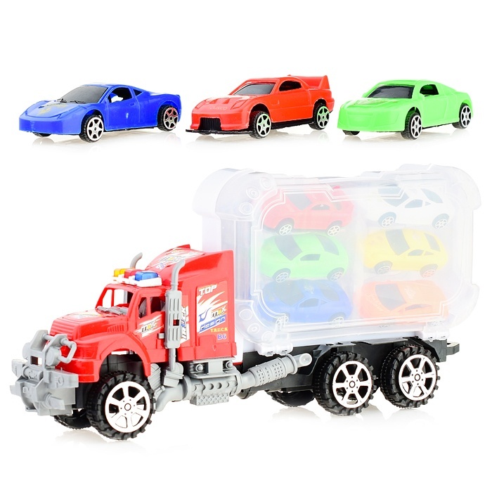 

Игрушечная машинка Oubaoloon Автовоз инерционный, с чемоданом, 6 машин, Красный, Автовоз инерционный, с чемоданом, 6 машин